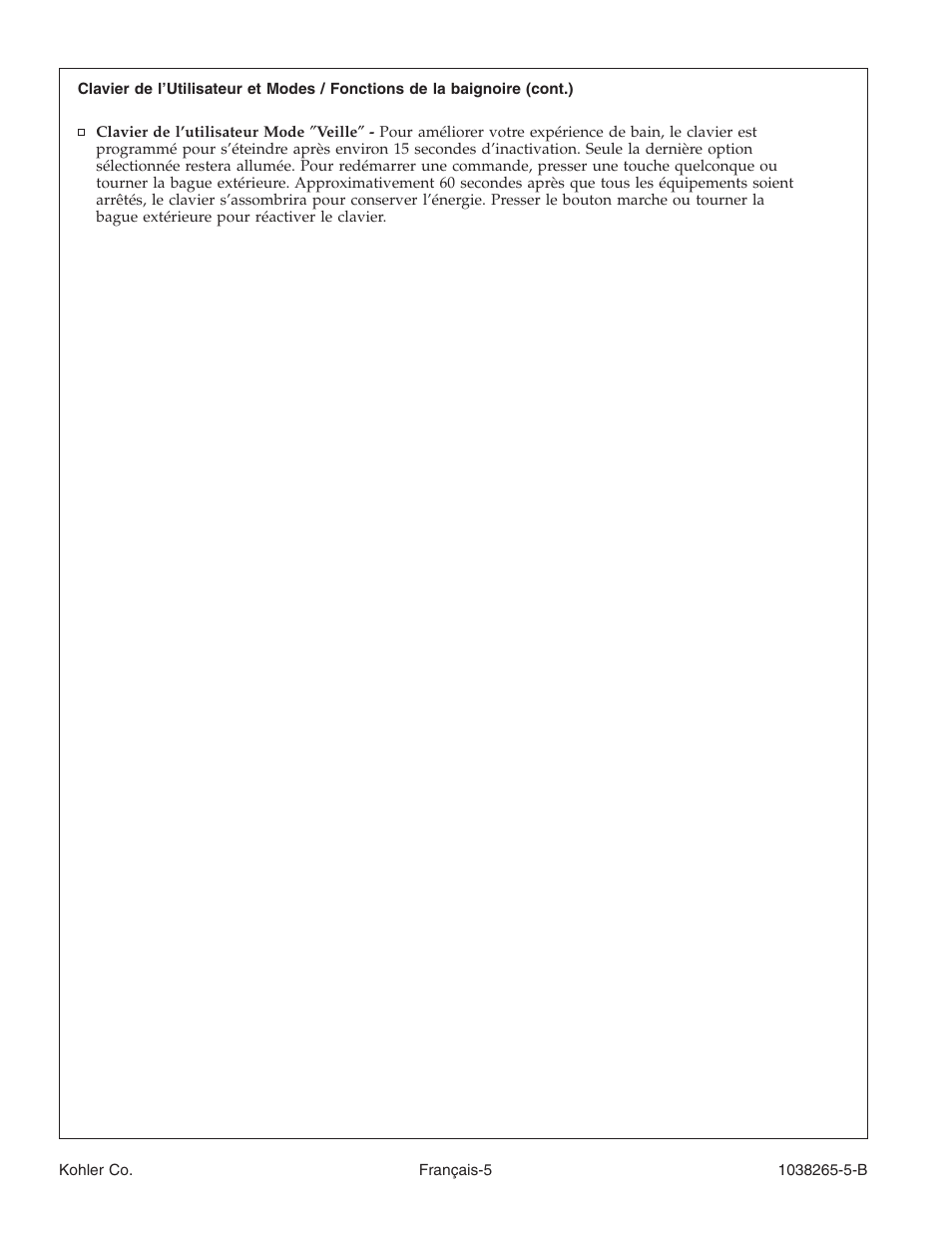Kohler Bath With Airjets K-1375 User Manual | Page 21 / 48