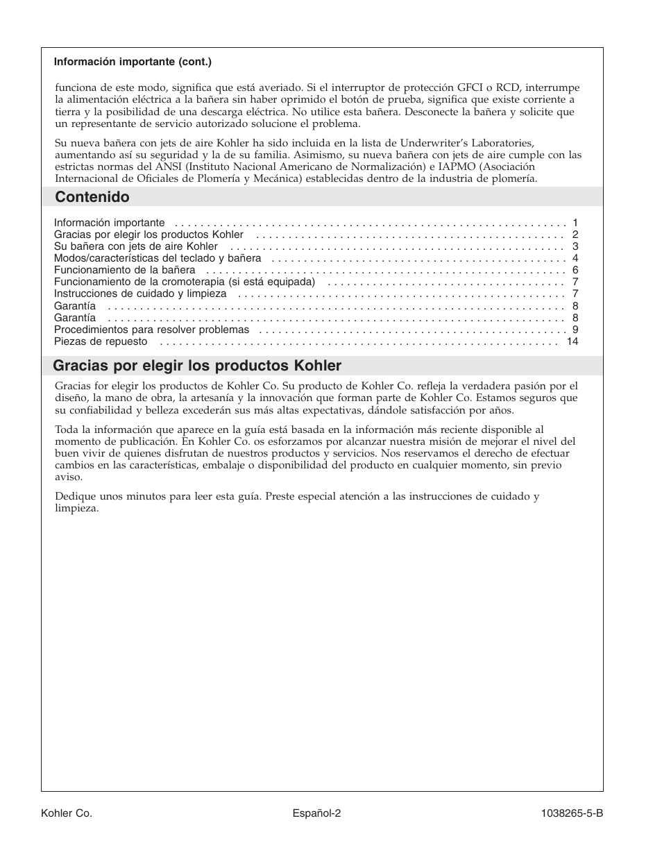 Kohler Bath With Airjets K-1375 User Manual | Page 33 / 48