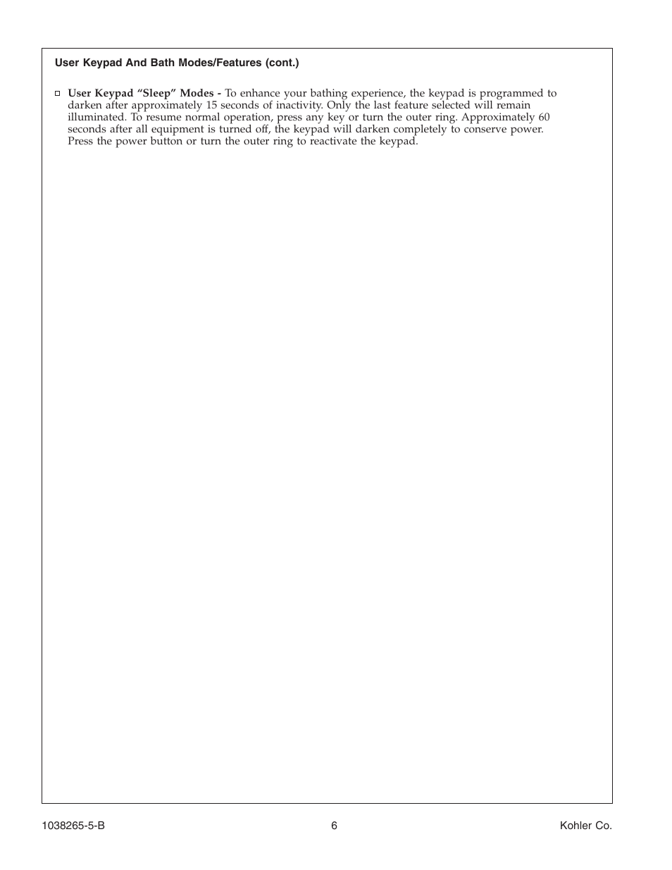 Kohler Bath With Airjets K-1375 User Manual | Page 6 / 48