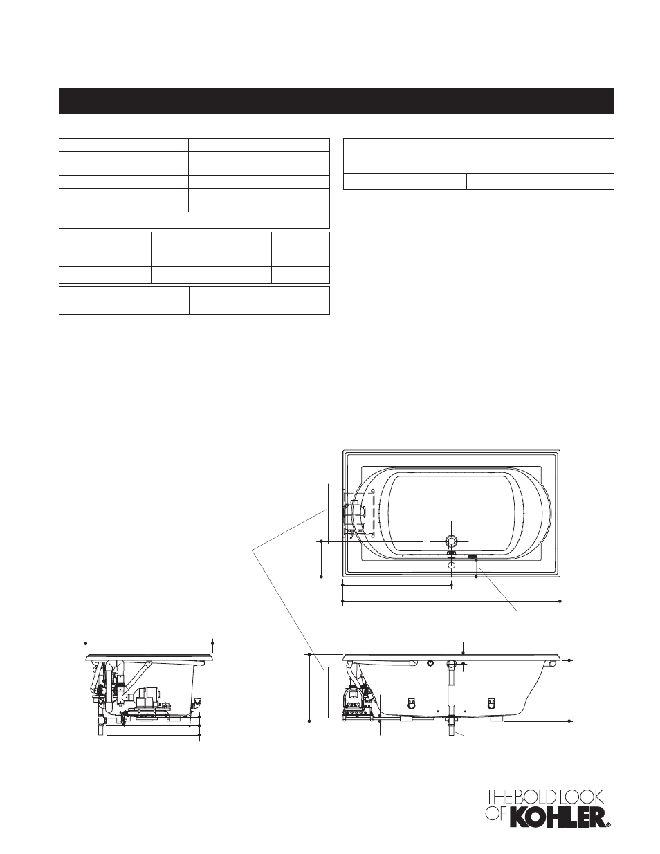 6’ bubblemassage, Technical information, Required electrical service | Product diagram | Kohler Memoirs 6' Bubble Massage K-1418-GCR User Manual | Page 2 / 2