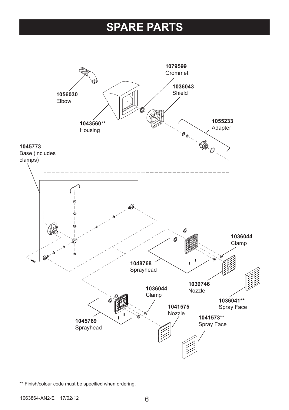 Spare parts | Kohler Waterlite showerhead 8023A User Manual | Page 6 / 7
