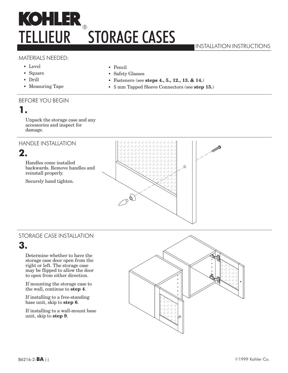 Kohler Tellieur 86216 2 BA User Manual | 8 pages