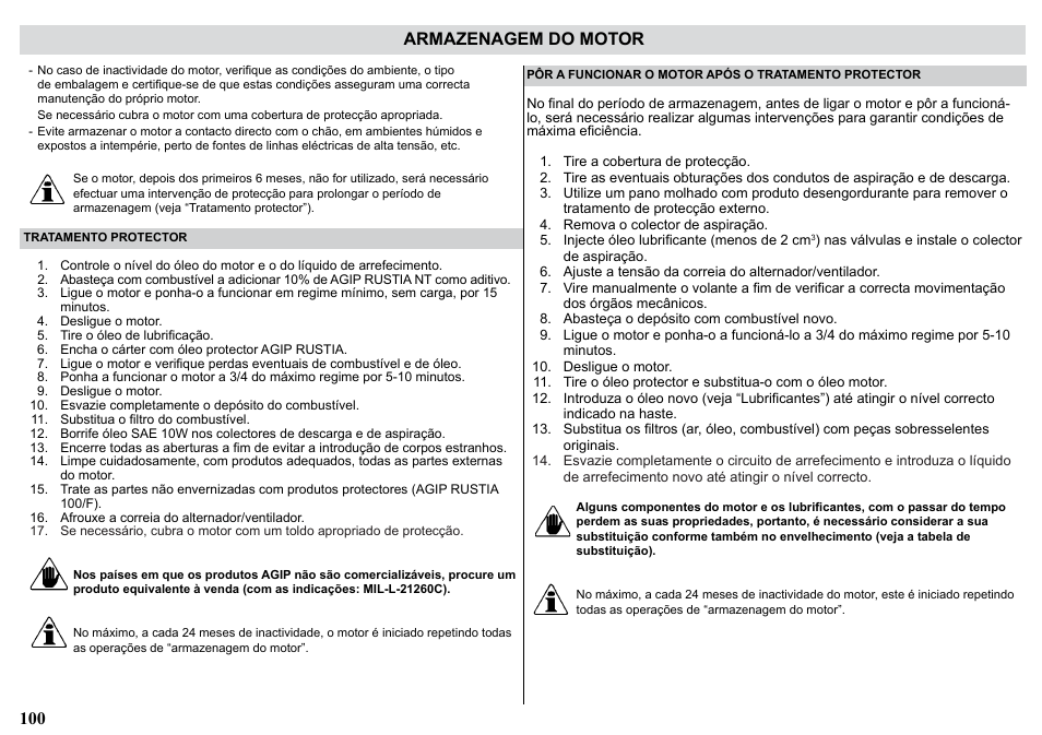 100 armazenagem do motor | Kohler KDW1003 User Manual | Page 100 / 152