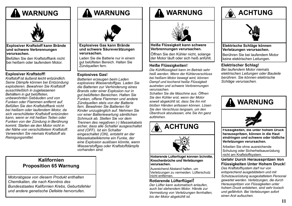 Achtung, Warnung, Warnung achtung | Kalifornien proposition 65 warnung | Kohler KDW1003 User Manual | Page 11 / 152