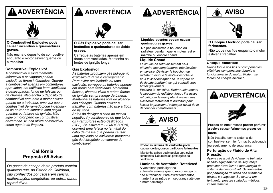 Aviso, Advertência, Califórnia proposta 65 aviso | Kohler KDW1003 User Manual | Page 15 / 152