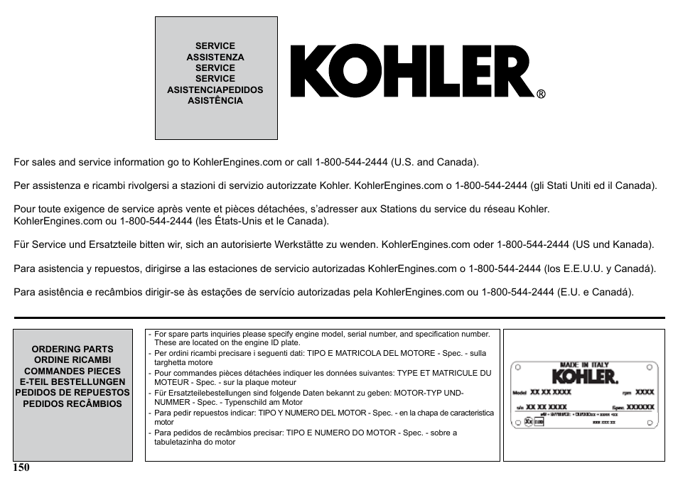 Kohler KDW1003 User Manual | Page 150 / 152