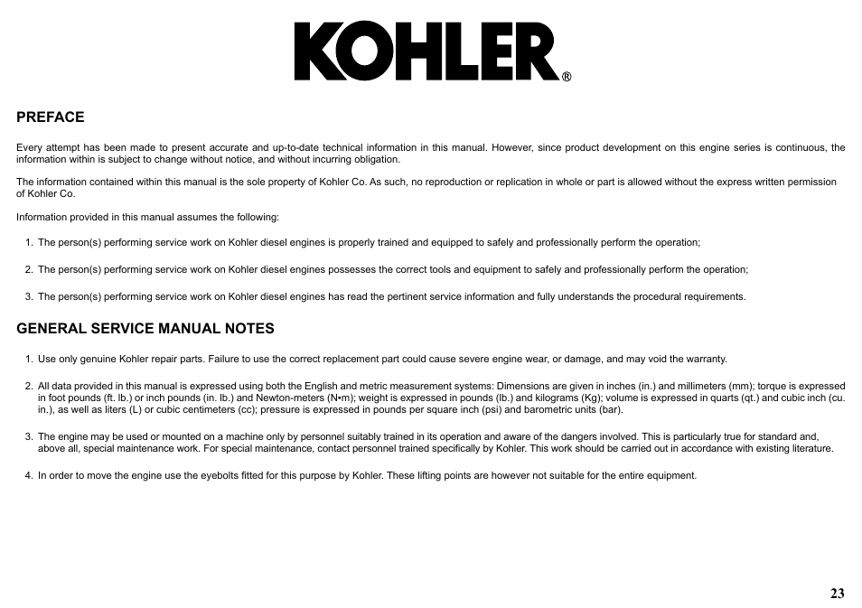 23 preface | Kohler KDW1003 User Manual | Page 23 / 152