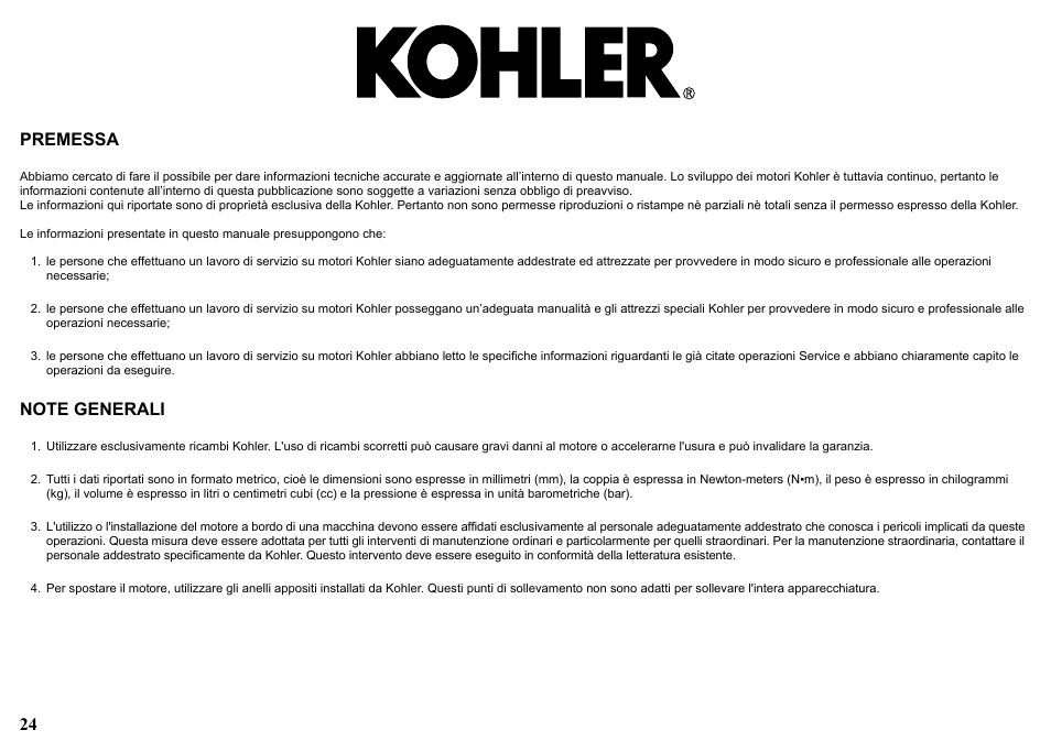 24 premessa | Kohler KDW1003 User Manual | Page 24 / 152