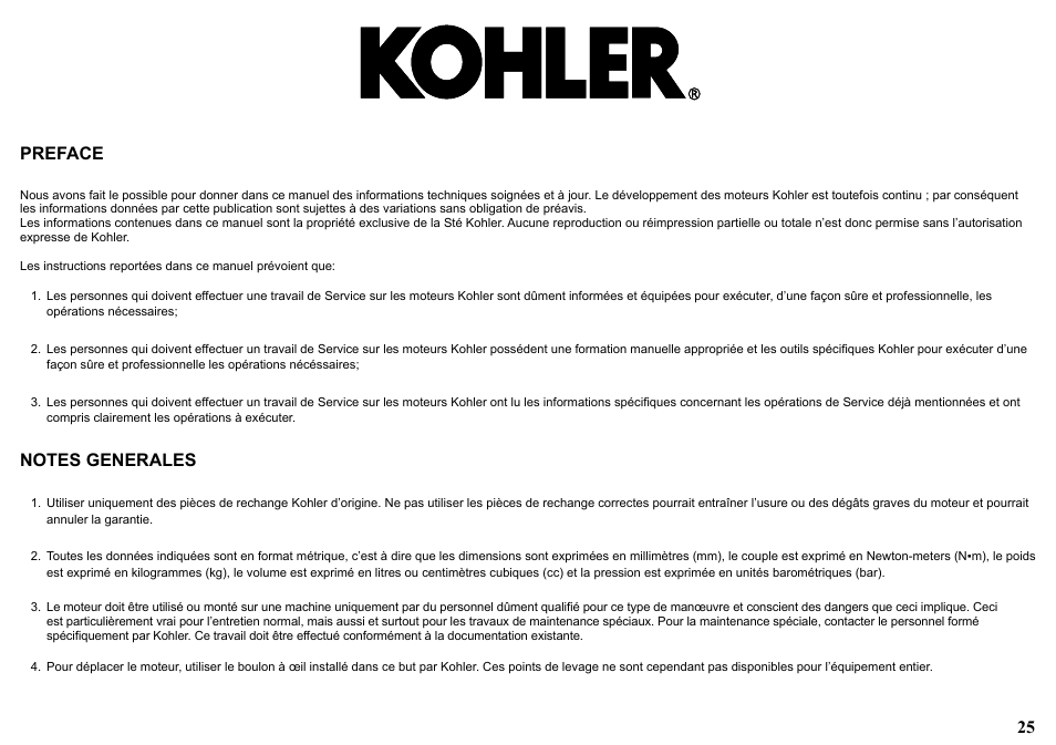 25 preface | Kohler KDW1003 User Manual | Page 25 / 152