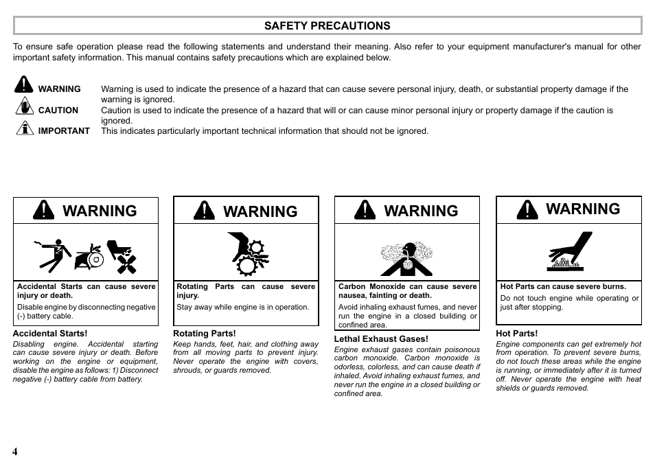 Warning, 4safety precautions | Kohler KDW1003 User Manual | Page 4 / 152