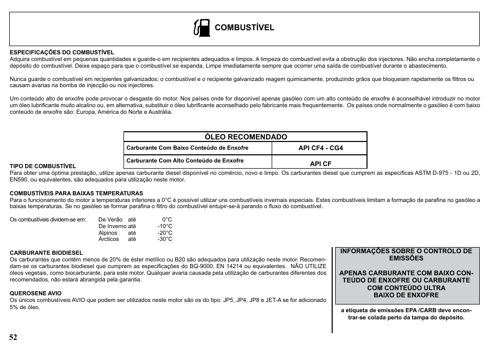 Combustível | Kohler KDW1003 User Manual | Page 52 / 152