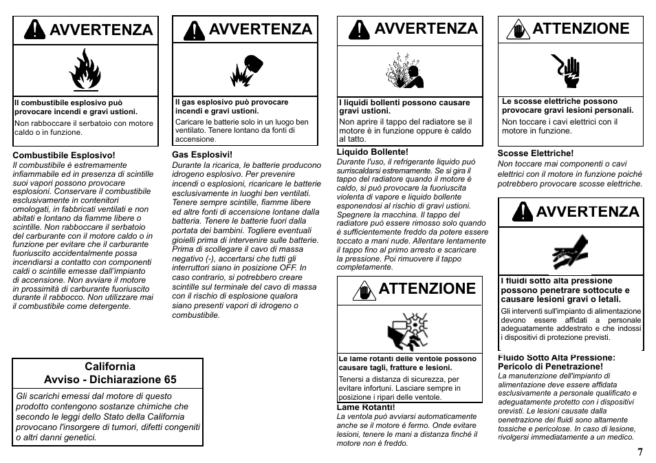 Attenzione, Avvertenza, California avviso - dichiarazione 65 | Kohler KDW1003 User Manual | Page 7 / 152