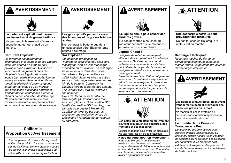 Attention, Avertissement, Californie proposition 65 avertissement | Kohler KDW1003 User Manual | Page 9 / 152