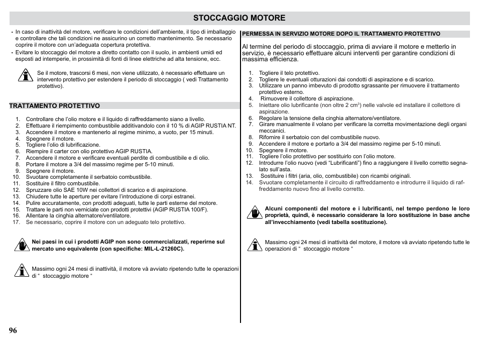 Stoccaggio motore | Kohler KDW1003 User Manual | Page 96 / 152