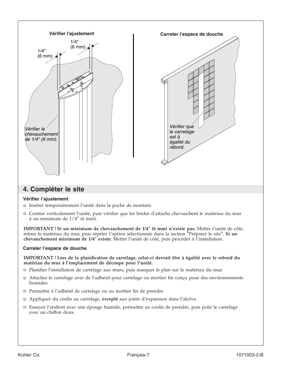 Compléter le site | Kohler 1071003-2-B User Manual | Page 15 / 28