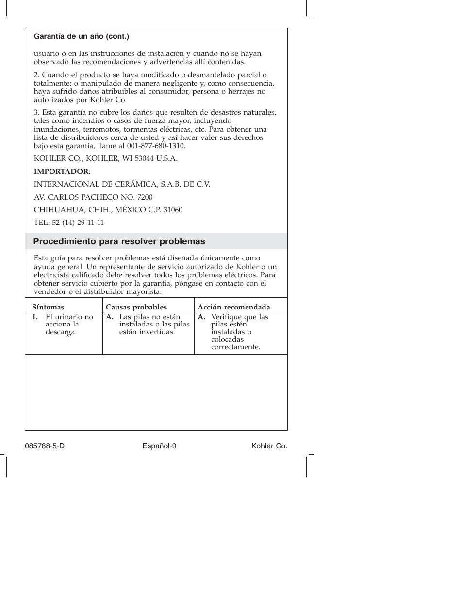 Kohler Touchless Urinal K4915 User Manual | Page 32 / 40