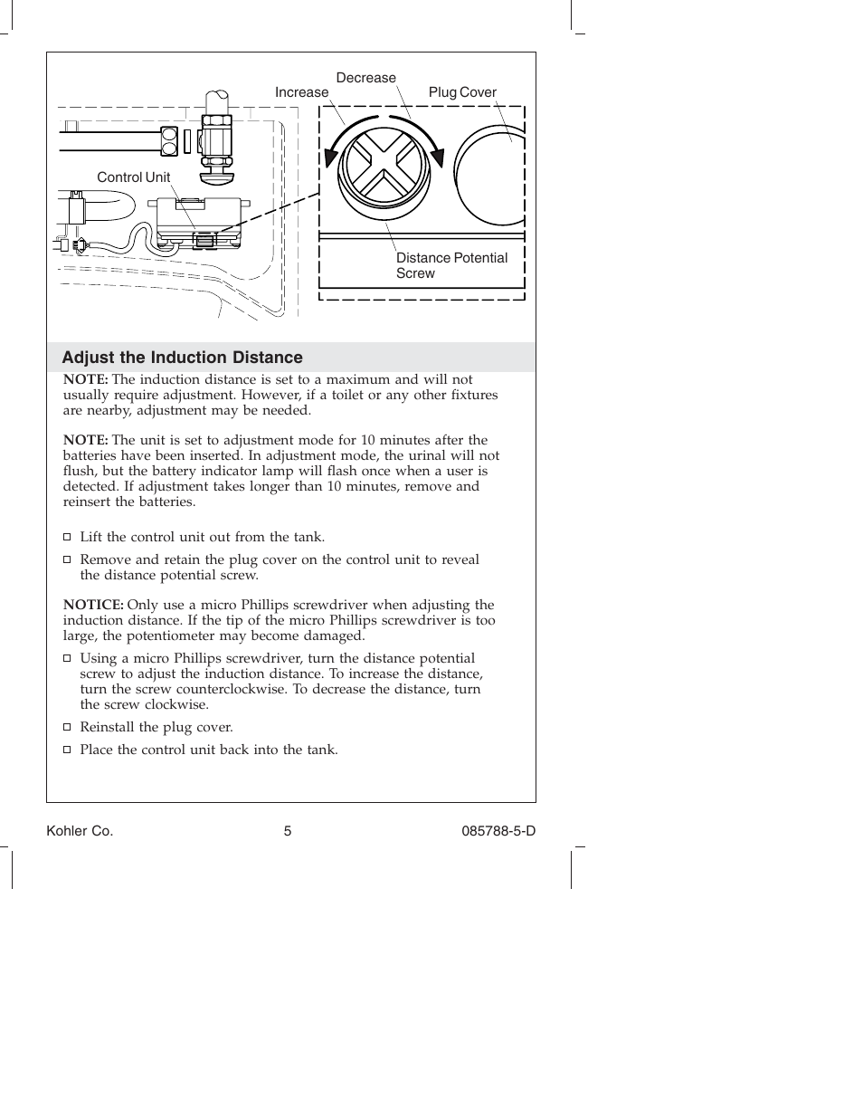 Kohler Touchless Urinal K4915 User Manual | Page 5 / 40