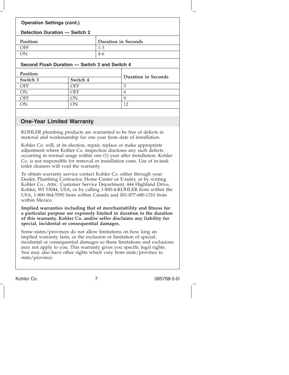 Kohler Touchless Urinal K4915 User Manual | Page 7 / 40