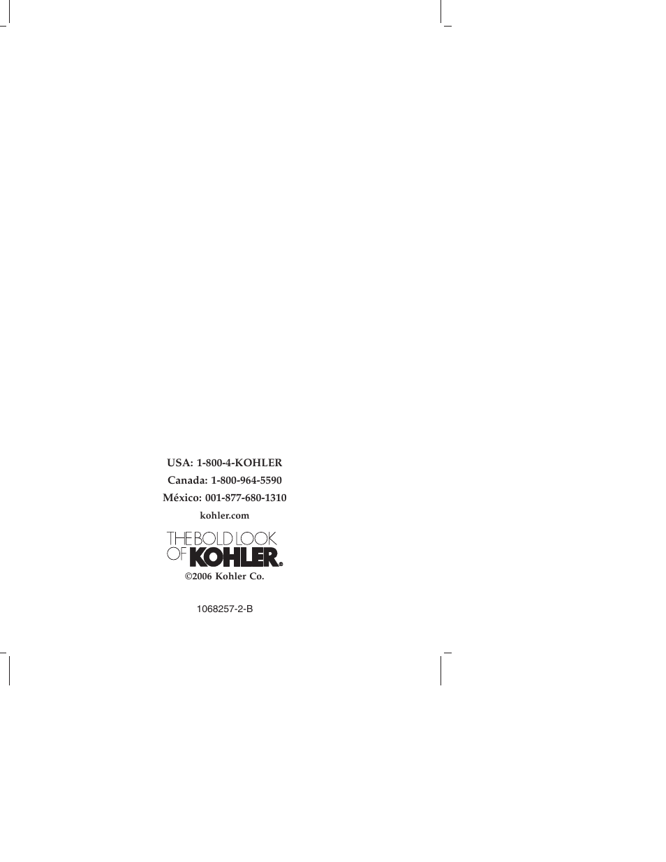 Kohler K-2211 User Manual | Page 16 / 16