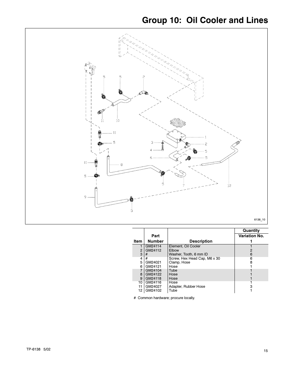 Group 10: oil cooler and lines | Kohler 4EOZ User Manual | Page 17 / 44