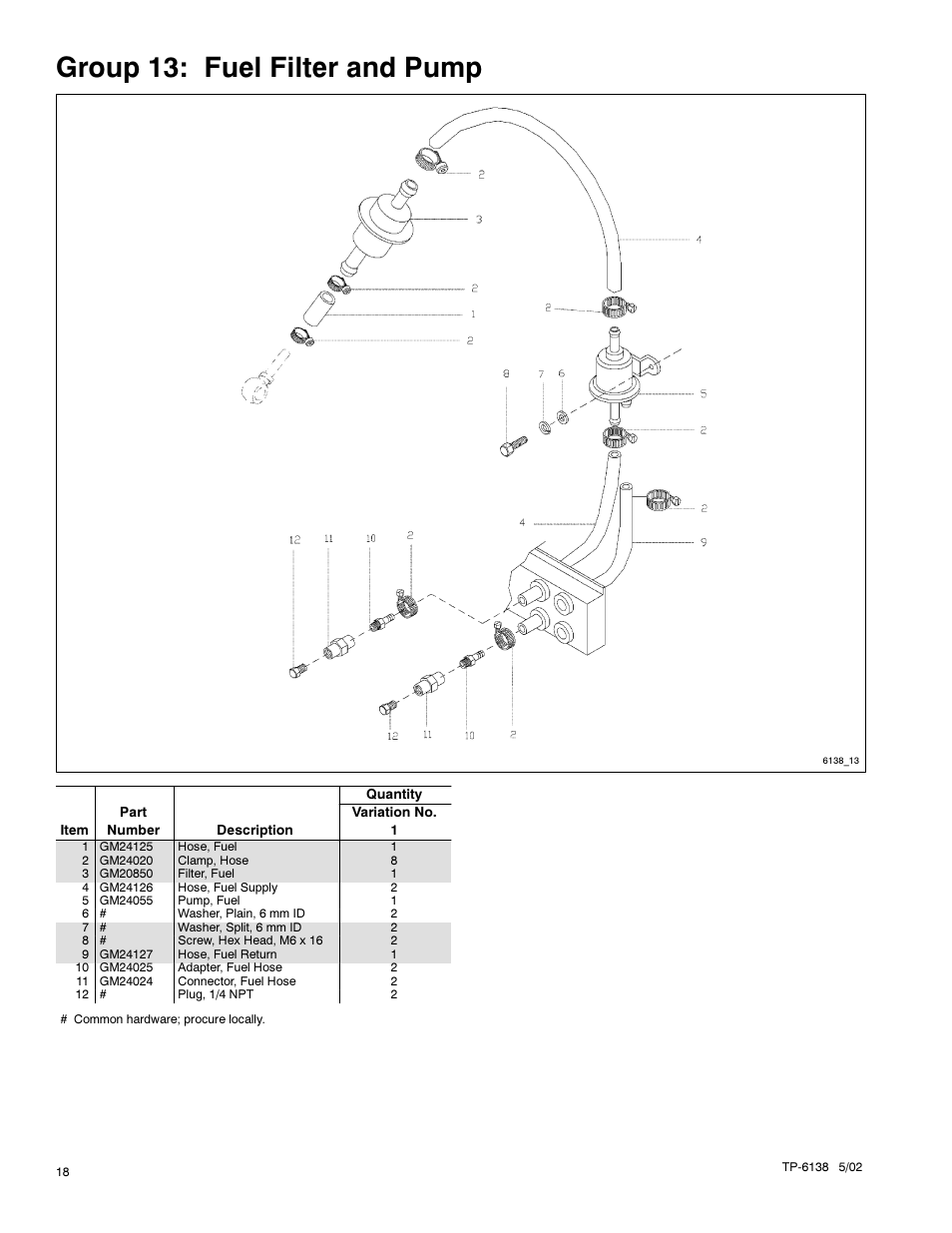 Group 13: fuel filter and pump | Kohler 4EOZ User Manual | Page 20 / 44