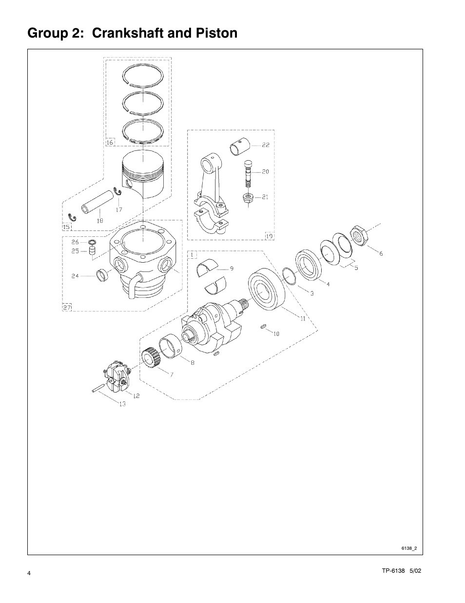 Group 2: crankshaft and piston | Kohler 4EOZ User Manual | Page 6 / 44