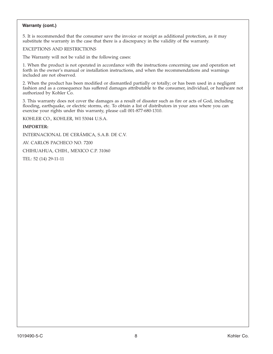 Kohler Bath Whirlpool K-812-N1 User Manual | Page 8 / 56