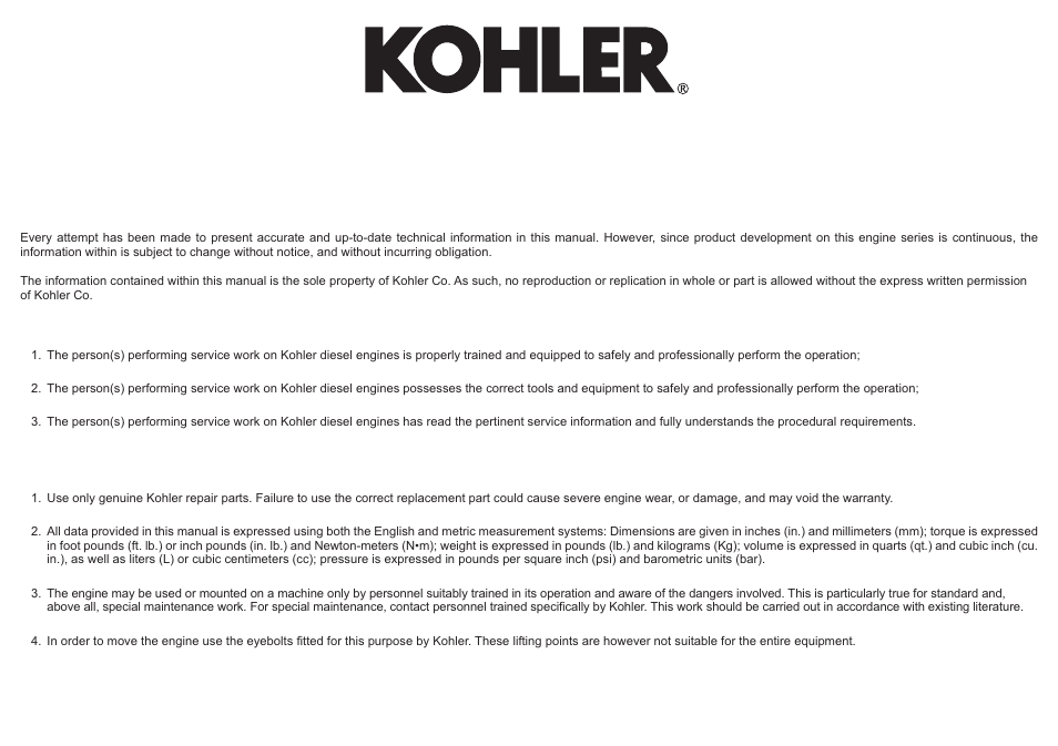 Preface | Kohler KD625-2 User Manual | Page 22 / 136