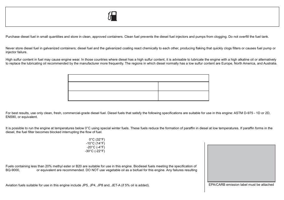 Diesel fuel, Emission control information | Kohler KD625-2 User Manual | Page 42 / 136