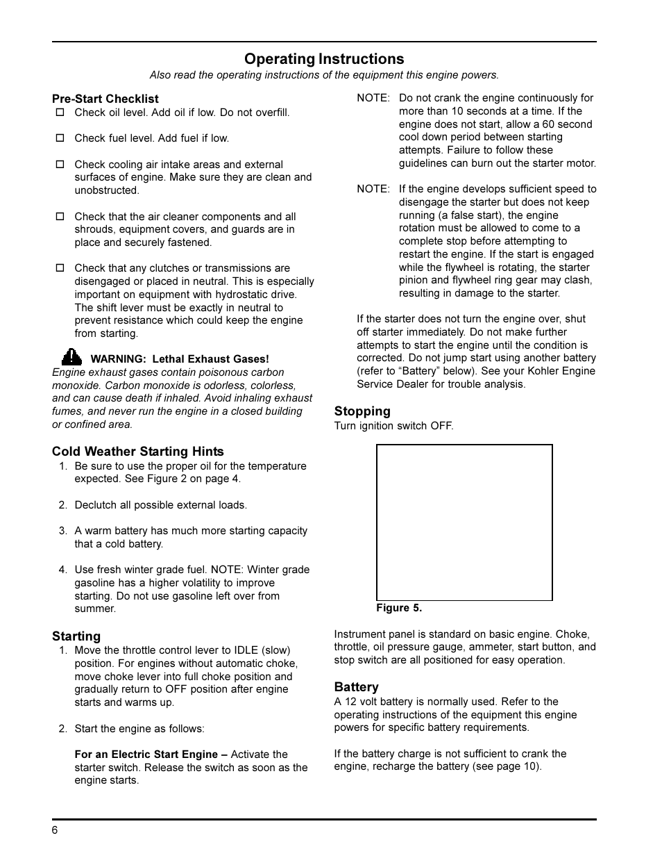 Operating instructions | Kohler K582 User Manual | Page 6 / 17