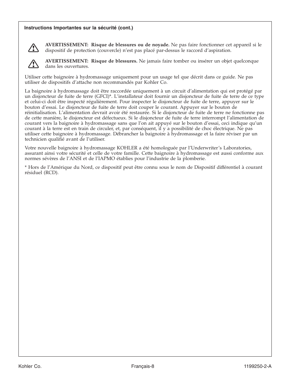 Kohler Bath Whirlpool 1199250-2-A User Manual | Page 25 / 52
