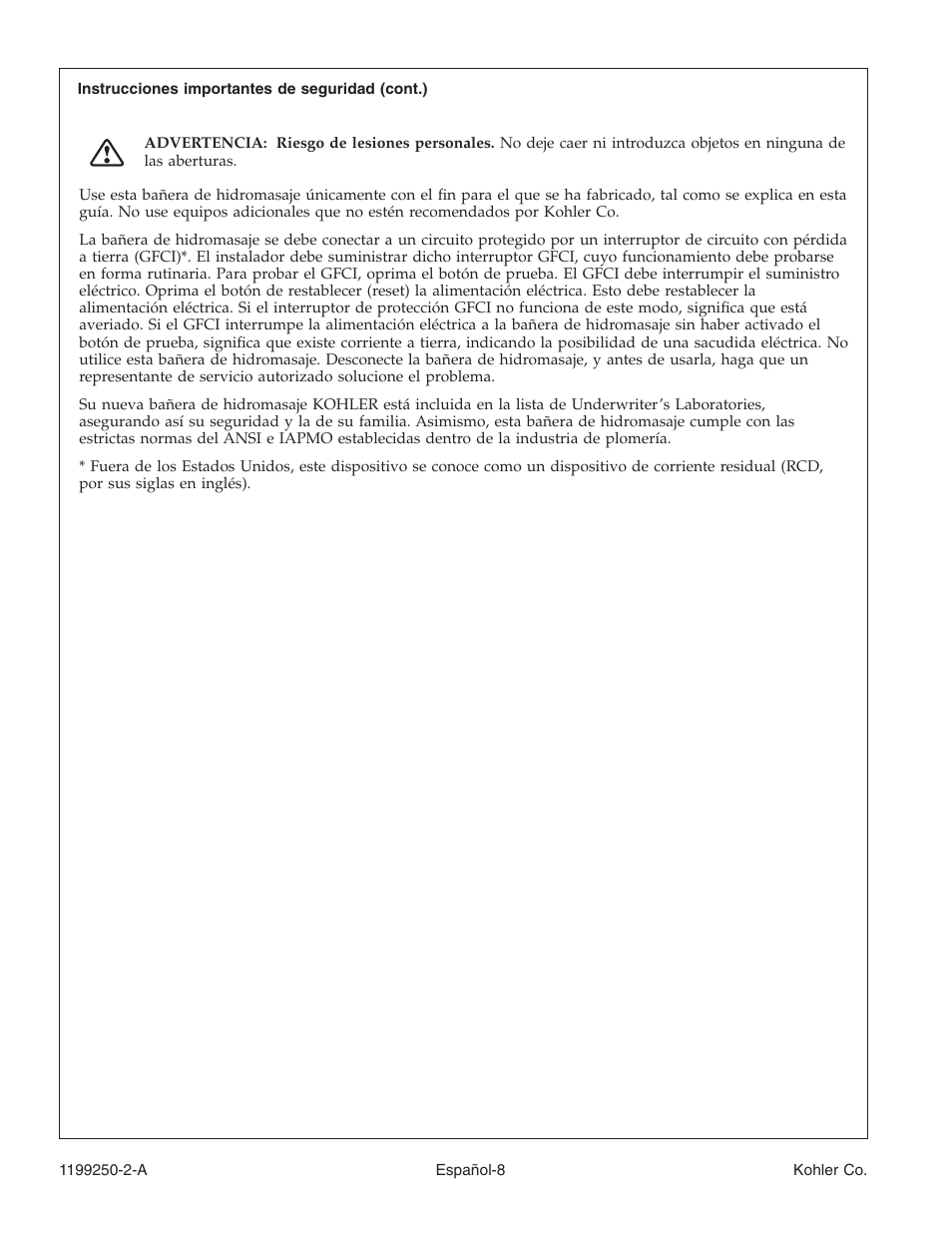 Kohler Bath Whirlpool 1199250-2-A User Manual | Page 42 / 52