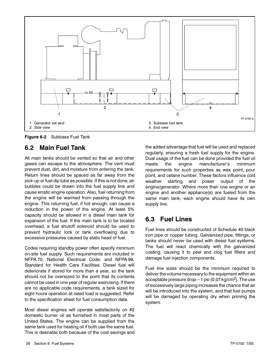 2 main fuel tank, 3 fuel lines | Kohler Generator Sets 20--2800 kW User Manual | Page 38 / 56