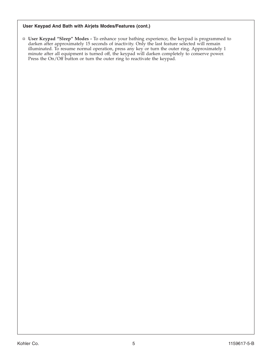 Kohler Bath With Airjets K-1969 User Manual | Page 5 / 44