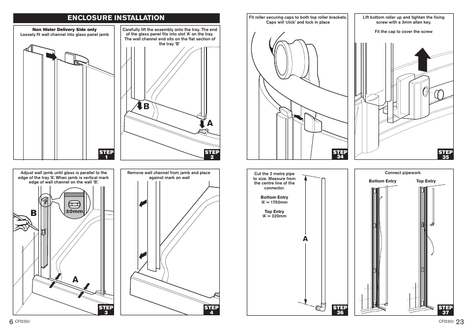 Ab a b b, Enclosure installation | Kohler CFI230J User Manual | Page 6 / 14