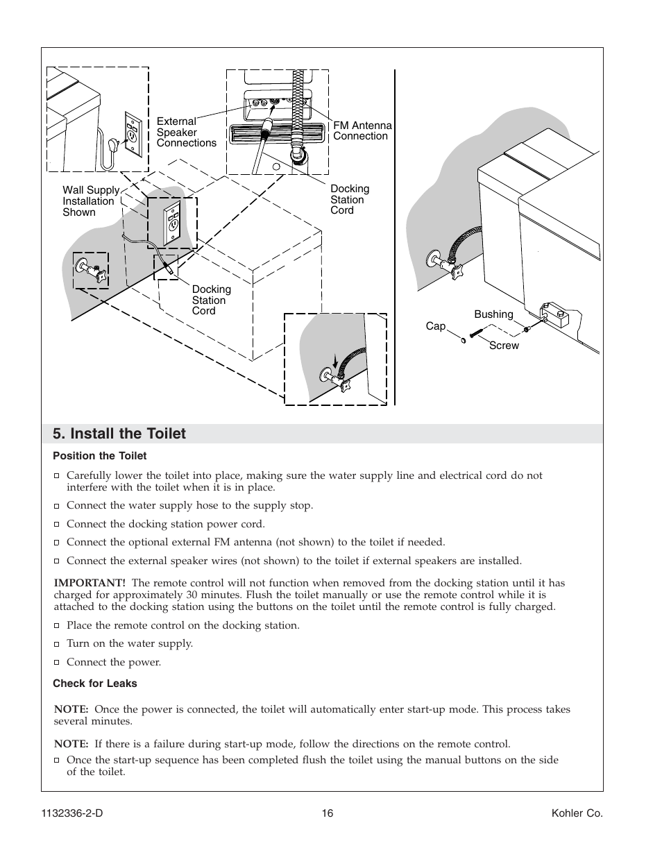 Install the toilet | Kohler Toilet K-3900 User Manual | Page 16 / 68