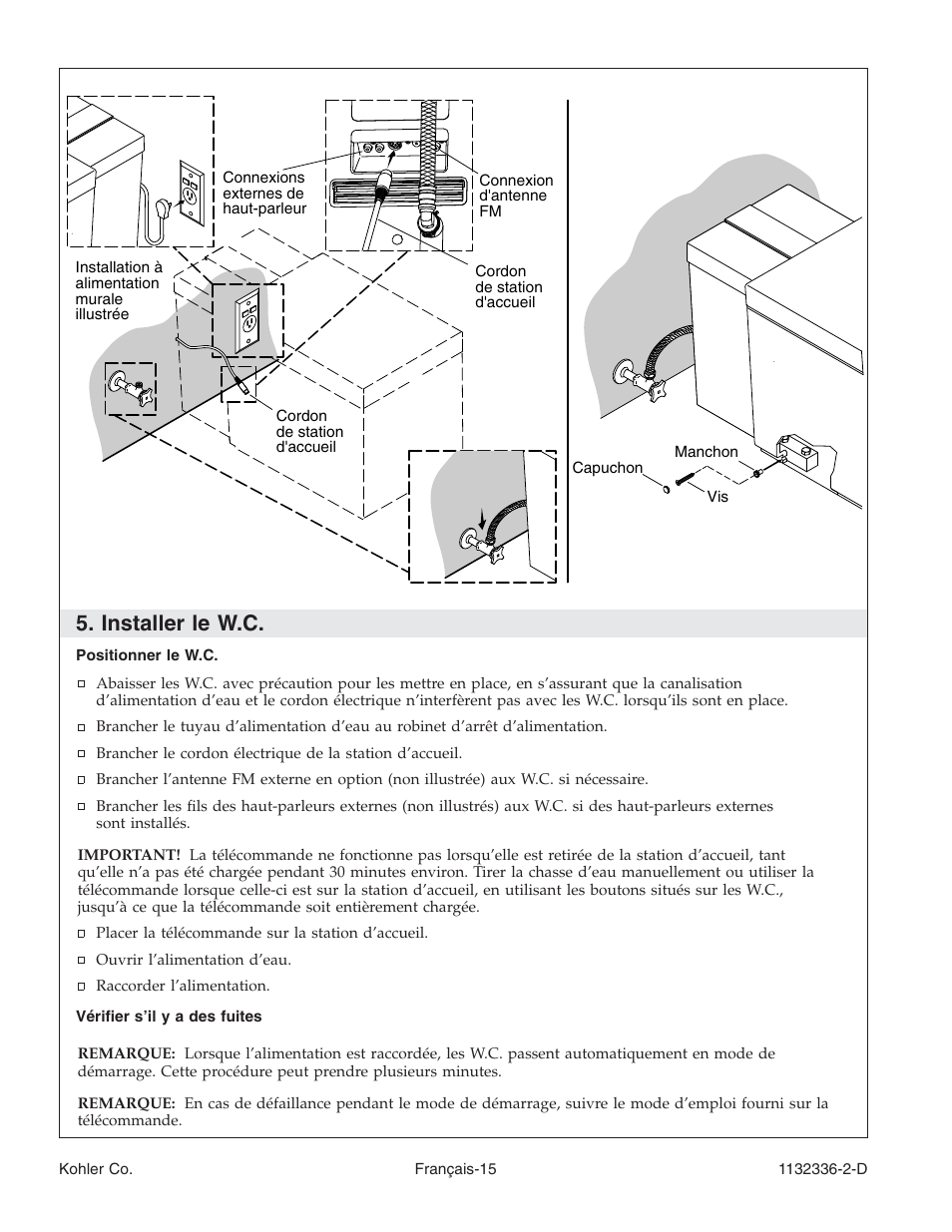 Installer le w.c | Kohler Toilet K-3900 User Manual | Page 37 / 68