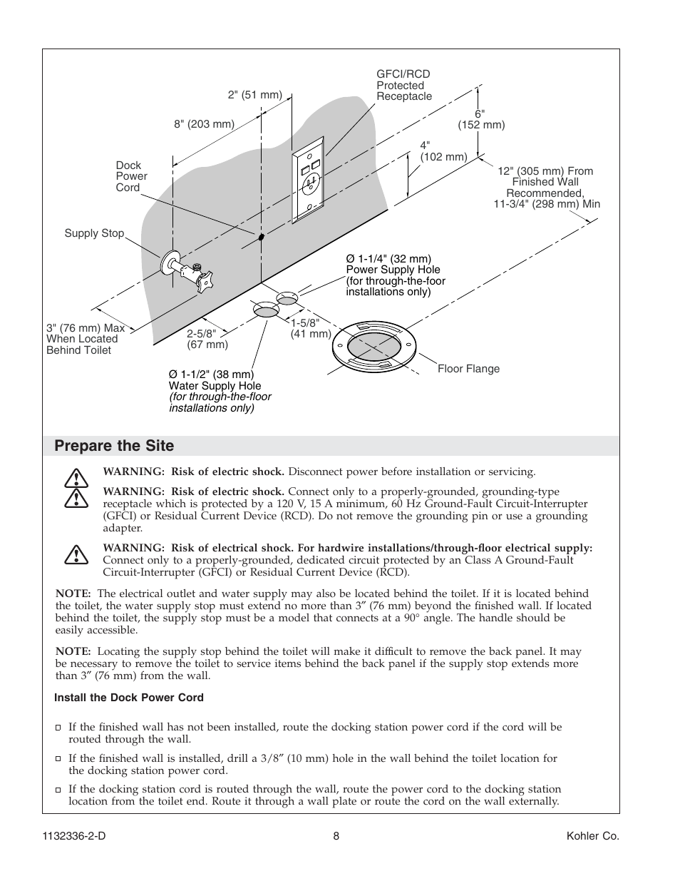 Prepare the site | Kohler Toilet K-3900 User Manual | Page 8 / 68