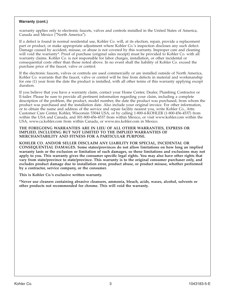 Kohler Six-Port Thermostatic Valve 1043183-5-D User Manual | Page 3 / 20