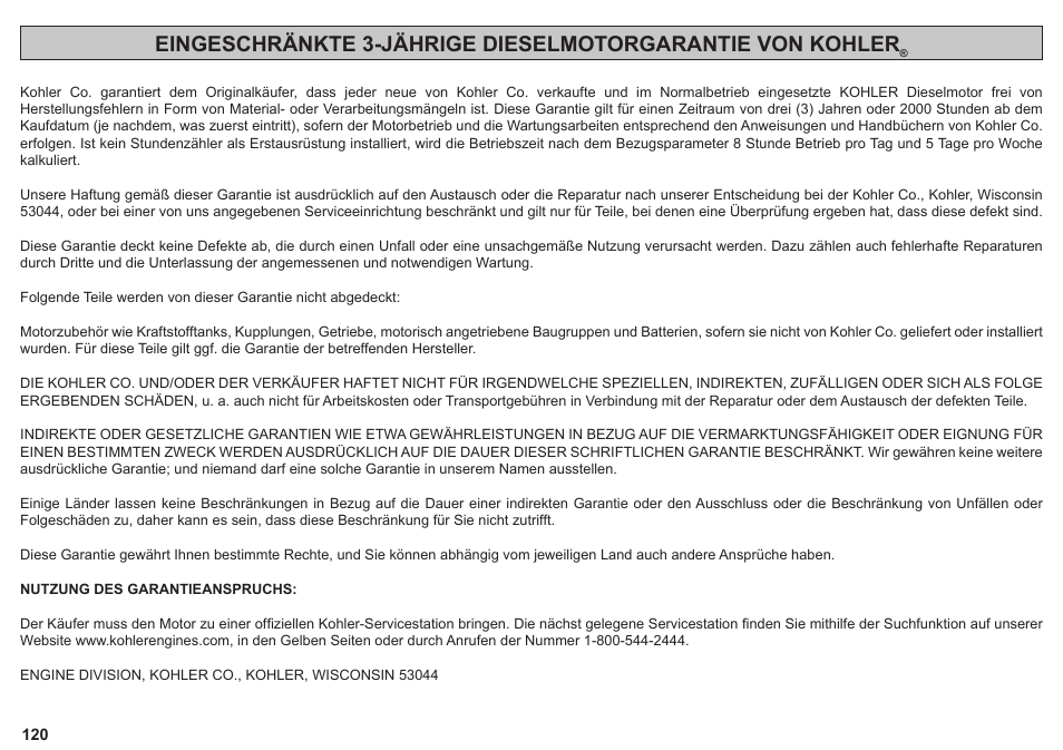 Kohler KD425-2 User Manual | Page 120 / 136