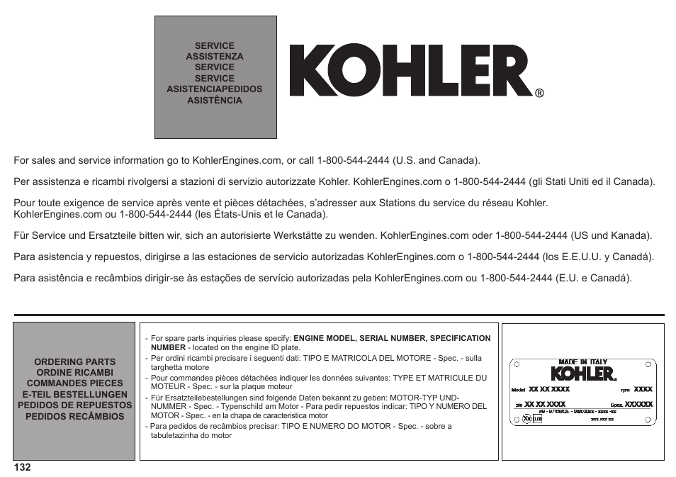 Kohler KD425-2 User Manual | Page 132 / 136