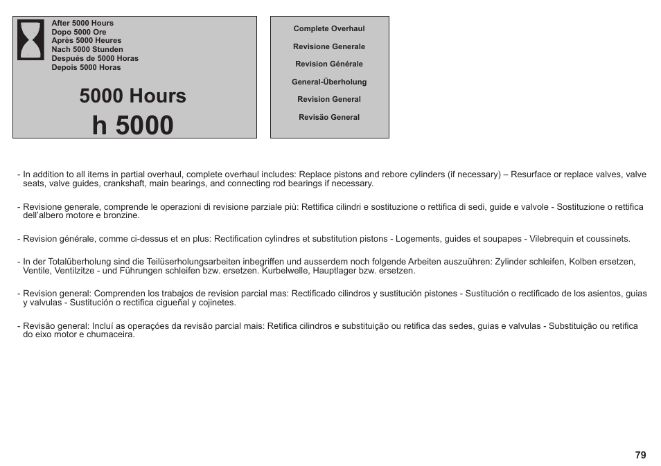 H 5000, 5000 hours | Kohler KD425-2 User Manual | Page 79 / 136