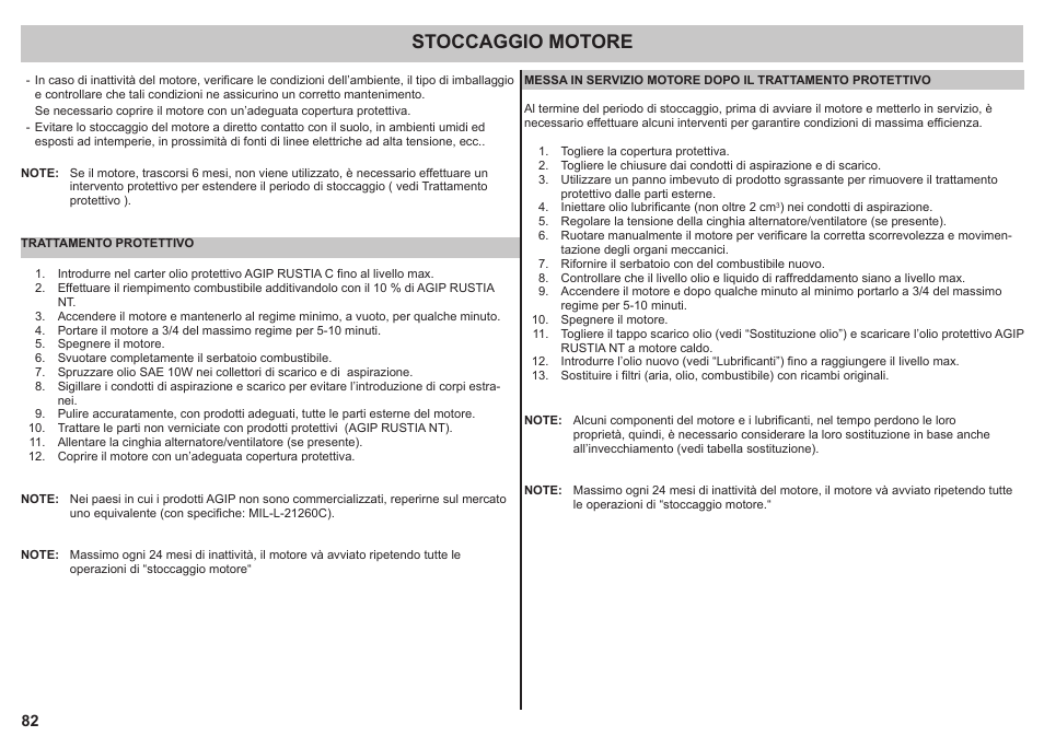 Stoccaggio motore | Kohler KD425-2 User Manual | Page 82 / 136