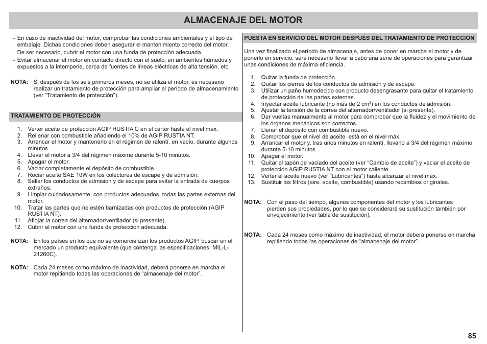 Almacenaje del motor | Kohler KD425-2 User Manual | Page 85 / 136