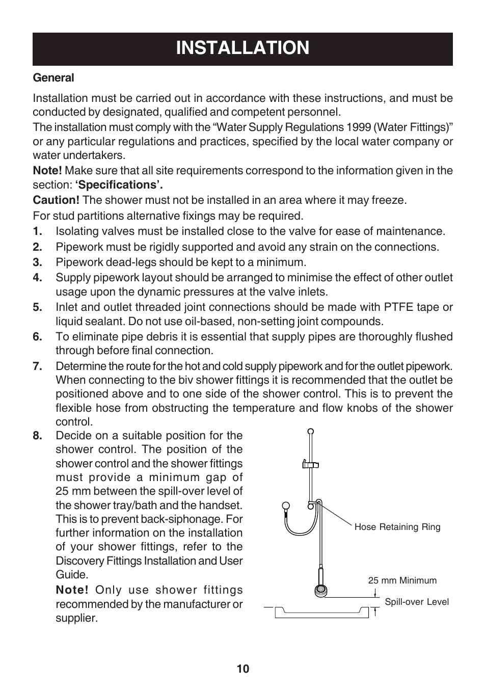 Installation, General | Kohler Discovery User Manual | Page 10 / 28