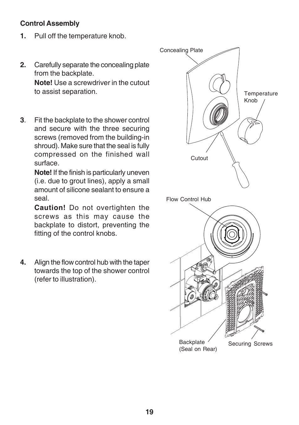 Control assembly | Kohler Discovery User Manual | Page 19 / 28