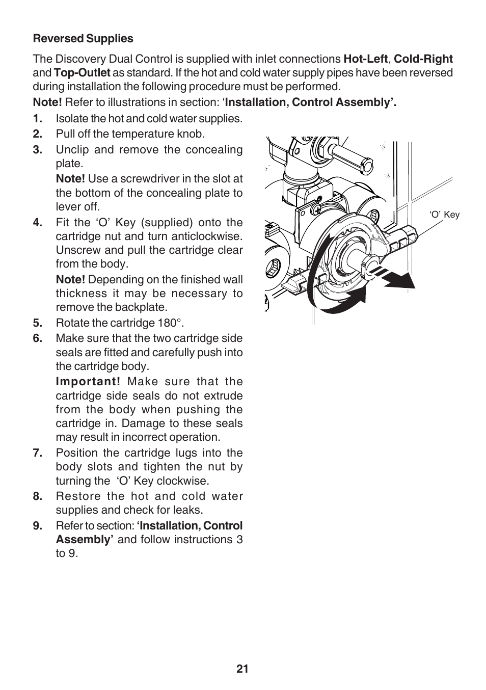 Reversed supplies | Kohler Discovery User Manual | Page 21 / 28