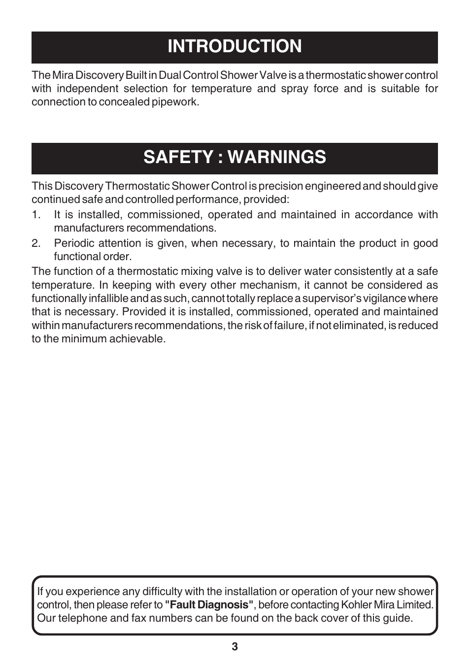 Introduction, Safety : warnings, Introduction safety : warnings | Kohler Discovery User Manual | Page 3 / 28