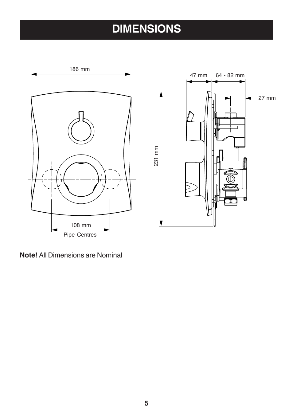 Dimensions | Kohler Discovery User Manual | Page 5 / 28