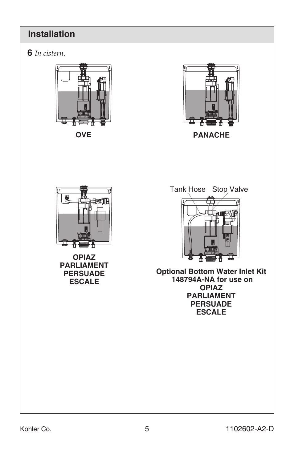 Installation 6 | Kohler Dual-Flush	Toilet 1102602-A2-D User Manual | Page 5 / 12